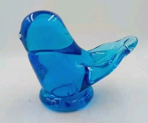 Blue Bird  Of Happiness art Glass signed  LEO Ward Blown Art Glass Bird 4"×3" - Picture 1 of 9