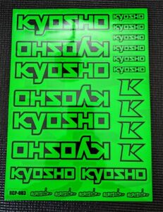 PS-FG-KYO Kyosho Foglio Adesivi Decals Stickers Verde Fluo per MP9 MP10