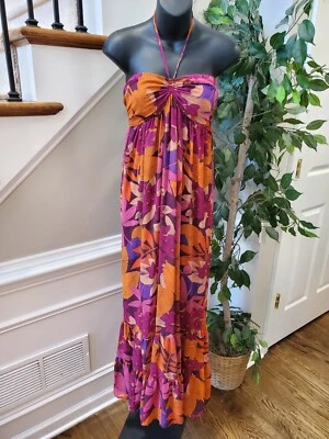 H&M Women Multicolor Polyester Halter Neck Off the Shoulder Knee Length Dress 8 - Image 1 of 4