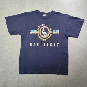 Vintage Genius Nantuckit Yacht Club T Shirt Mens Medium Navy Graphic Made in USA - Picture 1 of 8