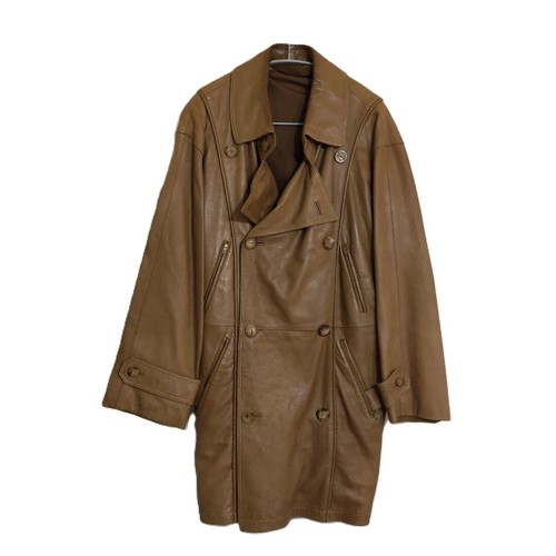 Trench coat vintage Loewe nappa pelle marrone tasca frontale Giappone usatoa ta