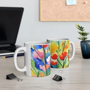 Spring Wildflower Watercolour Ceramic Mug 11oz/15oz Chrismtas Spring Birthday  - Picture 1 of 10