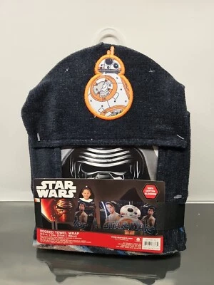 Star Wars Hooded Towel Wrap kids bath 22.5x51 cotton new - Image 1 of 3