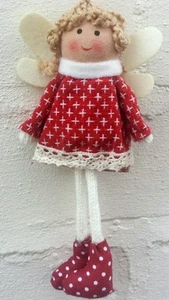 X1 Angelo/Fata in Tessuto Natalizio .Decorazioni Albero di Natale. ali in feltro 17 cm  - Foto 1 di 3