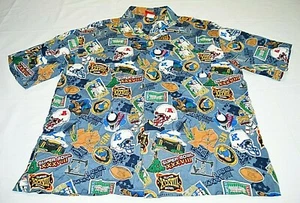 NFL Super Bowl 2004 Houston Texas Fútbol Hawaiano Camisa Abotonada Azul Talla XL - Imagen 1 de 8