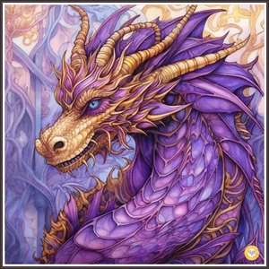 Purple Dragon 1445 - Chart Counted Cross Stitch Pattern Xstitch - Picture 1 of 5