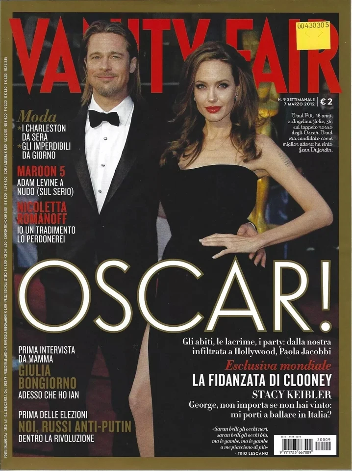 Angelina Jolie Brad Pitt Vanity Fair Magazine Italy 3/7/2012 💲 - Image 1 of 1