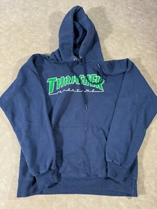 Thrasher Magazine Mens Hoodie Sweatshirt Graphic Pullover Drawstring Navy S - Picture 1 of 7