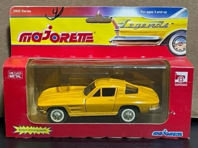 Majorette Legend ‘63 Chevy Corvette Sting Ray #2403, Yellow, 1/32, NIB - Image 1 of 3