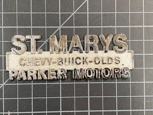 Vintage Chevy Buick Olds Car Dealership Badge Emblem Parker Motors, St. Marys - Picture 1 of 4