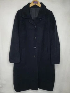 Gabardina larga vintage cepillada de alpaca pura para mujer talla 48 (L-XL) negra - Imagen 1 de 13