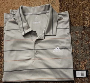 Adidas Golf Heather Stripe Golf Polo Shirt Grey Men’s Size Medium - Bild 1 von 6