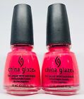 China Glaze Nail Polish 560 - FIJI FLING-  Bright Hot Coral Pink Shimmer Lacquer