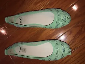 NEW ITALY VOILE BLANCHE Mint Blue Teal suede embellished ballet flats shoes 38 7 - Picture 1 of 8