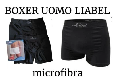 SET2-4-6-12 BOXER UOMO LIABEL MICROFIBRA MUTANDA SEMLESS NERO ELASTICIZZATO SLIP