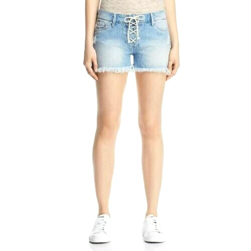 Mavi 牛仔裤 L40419 女式蓝色 Emily 中腰蕾丝牛仔短裤 32 码 — 第 1/2 张图片