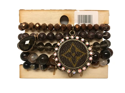 Keep It Gypsy Multi-color Bracelet / Genuine Upcycled Designer Leather Medallion - Image 1 of 2