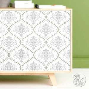 Marjah Damask Stencil by Dizzy Duck - Reusable Moroccan Stencil for Furniture - Picture 1 of 5