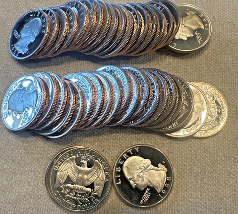 1988 S Proof quarter roll 40 Gem coins Cover