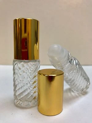 Rollo de vidrio de 72 botellas SWIRL 1/6 oz 5 ml con tapa y rodillo de aluminio DORADO Foto 1 de 3