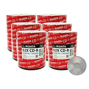 600 Pack Ridata CD-R 52X 700MB/80Min Branded Logo Blank Media Recordable Disc - Picture 1 of 3
