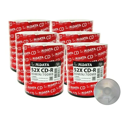 600 Pack Ridata CD-R 52X 700MB/80Min Branded Logo Blank Media Recordable Disc - Image 1 of 3