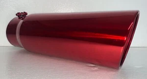 TRANSPARENT CHROME RED 3.5" ID x 4.5" OD x 12" LONG DIESEL EXHAUST TIP - Imagen 1 de 5