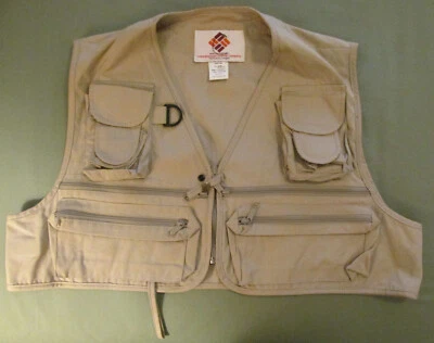 Vintage Columbia LL Bean Tan Fly Fishing Vest Mens XL — 第 1/4 张图片
