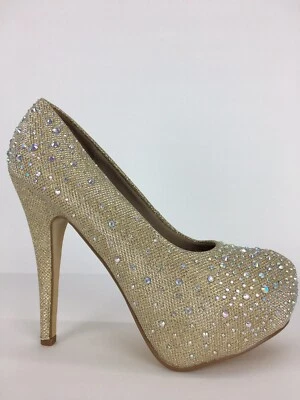 Женские свадебные золотые бриллиантовые кристаллы на платформе StilettoTM 5,5 дюйма на всем протяжении 8,5 - Изображение 1 из 4