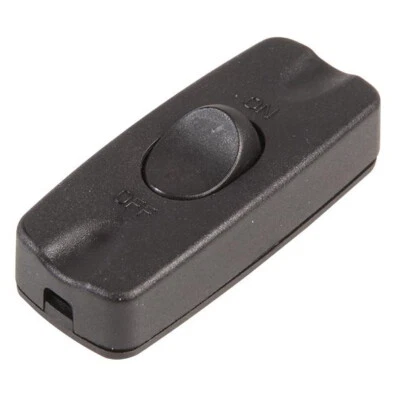 Black Inline 2 Core 1A Torpedo Rocker On Off Switch Table Lamp Desk Light