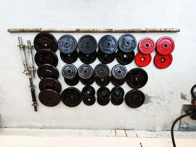 Dischi palestra FERRO ESTERNO da 1kg 2kg 5kg, BILANCIERE 10kg, 3 MANUBRI - Immagine 1 di 4