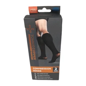 NEW in Box-Tommie Copper Black Compression Socks 2 Pairs Size L/XL - Picture 1 of 5