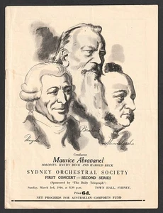PROGRAMA DE CONCIERTOS DE LA SOCIEDAD ORQUESTAL DE SIDNEY MARZO DE 1946 ILUSTRACIÓN DE JOHN SANTRY - Imagen 1 de 1