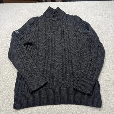 Superdry Sweater Mens 2XL Cable Knit Half Zip Pullover Premium Knitwear - Image 1 of 4