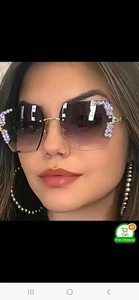 Damen-Sonnenbrille funkelnde Strass randlos Gläser mit Farbverlauf - Bild 1 von 6