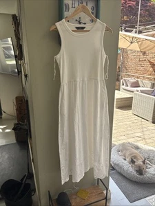 White Cotton Maxi Dress Women Embroidered, Size 14 - Picture 1 of 6