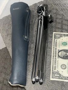 Vintage Sunset HEAVY CHROME Telescoping Tripod (tabletop) W/Zipper Leather Case - Picture 1 of 12