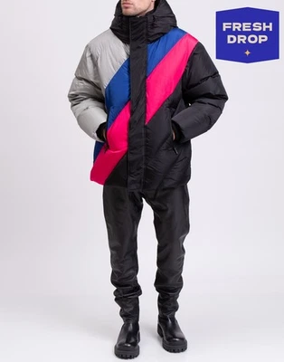 PVP €1560 DSQUARED2 Chaqueta acolchada de plumón IT48 US38 M logotipo cremallera rayas con capucha Foto 1 de 4