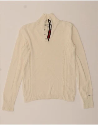 Suéter Jersey TOMMY HILFIGER Mujer Cuello Botón Reino Unido 12 Medio Blanco DL33 Foto 1 de 3