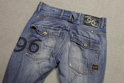 G-Star RAW Jeans Mens 32x32 Blue 3301 Articulated Knee 96 Patch Distressed Biker - Image 1 of 4
