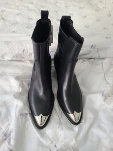 Mango Ankle Boots Women Western New Size 3 Black - Picture 1 of 10