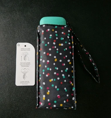 Totes Eco-Brella Compact Flat Umbrella - Multi Coloured Dots
