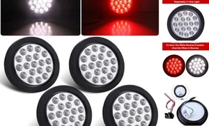 4 Piezas Luces Traseras Rojas Redondas de 4" a Luces de Respaldo Blancas 19 LED, 4 Pulgadas - Imagen 1 de 8