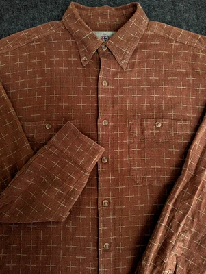 VTG The Territory Ahead Shirt Mens Large L/S Rust Orange Heavy Geometric Crosses - Image 1 of 4