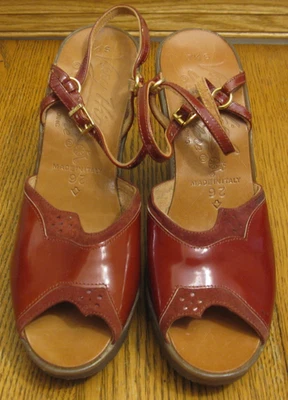 TACONES/SANDALIAS FAMOLARE vintage correa al tobillo plataforma cuña talla 7,5 S Foto 1 de 4