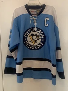 MAGLIA HOCKEY NHL PITTSBURGH PENGUINS #87 CROSBY CCM TAGLIA 50 CUCITA PULITA VG - Foto 1 di 23
