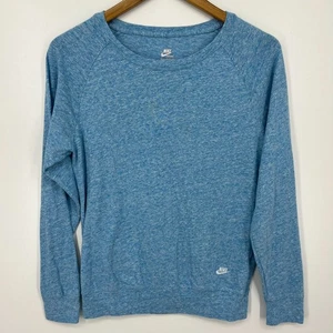 Nike Long Sleeve T-Shirt Women's Size S Blue Round Neck Embroidered Swoosh Logo - Picture 1 of 10