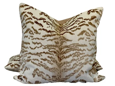Accent Pillow Cover 24 X 24 Approx, Cowan & Tout “RAJAH” Beige Tiger - Image 1 of 3