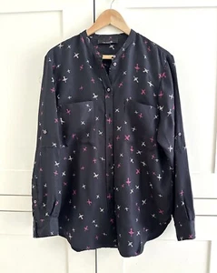 GORGEOUS ISABEL MARANT BLUE SILK BIRD PRINT BLOUSE SIZE M UK 10-14 RRP £275 - Picture 1 of 9