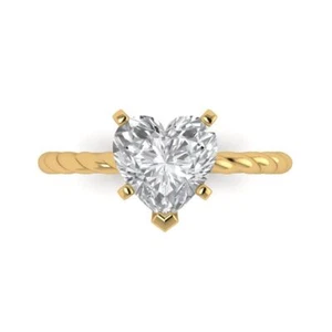 2Ct Heart Cut White Sapphire Solitaire Women's Engagement Ring, 14K Yellow Gold - Picture 1 of 11